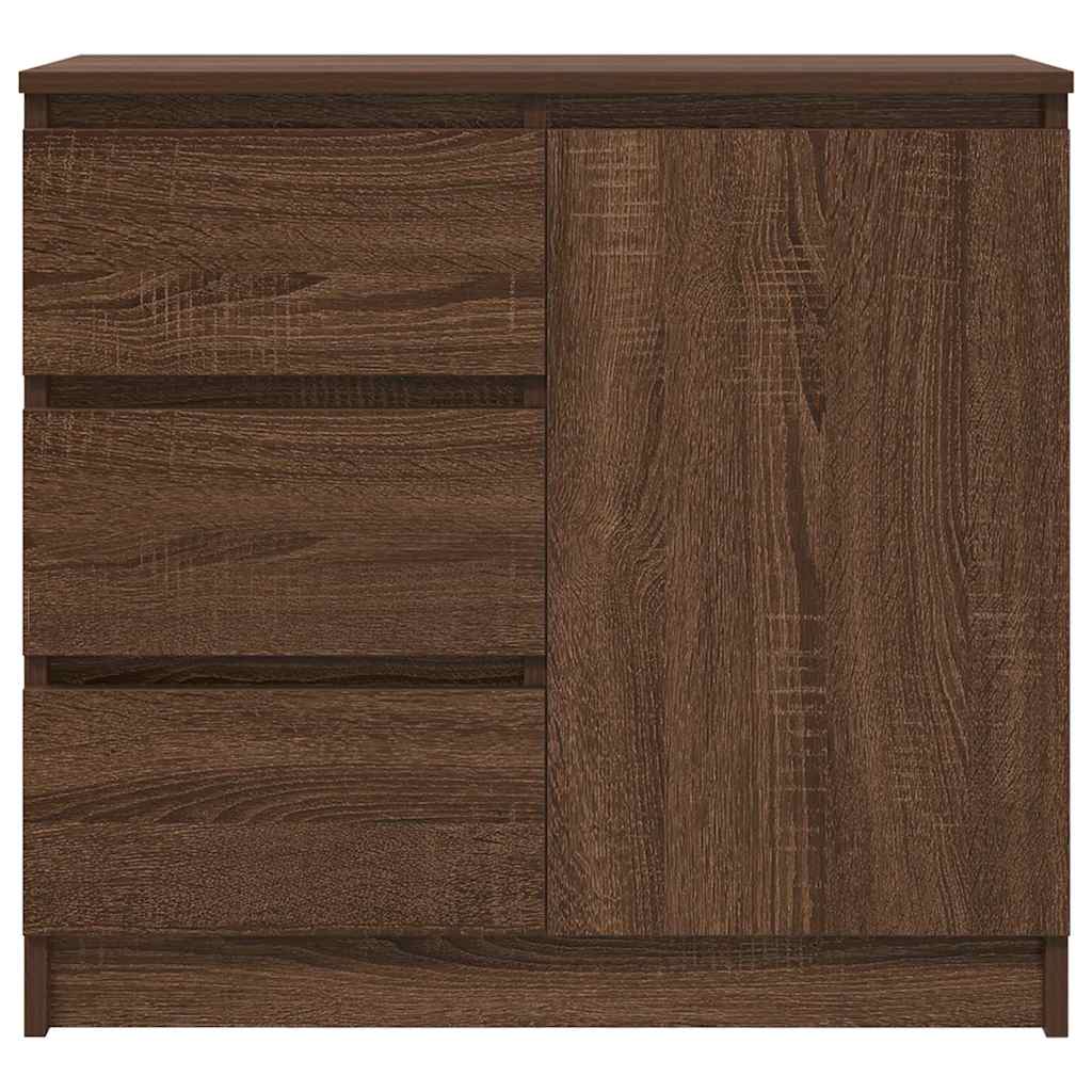 skænk med skuffe 71x35x65 cm konstrueret træ brun egetræ