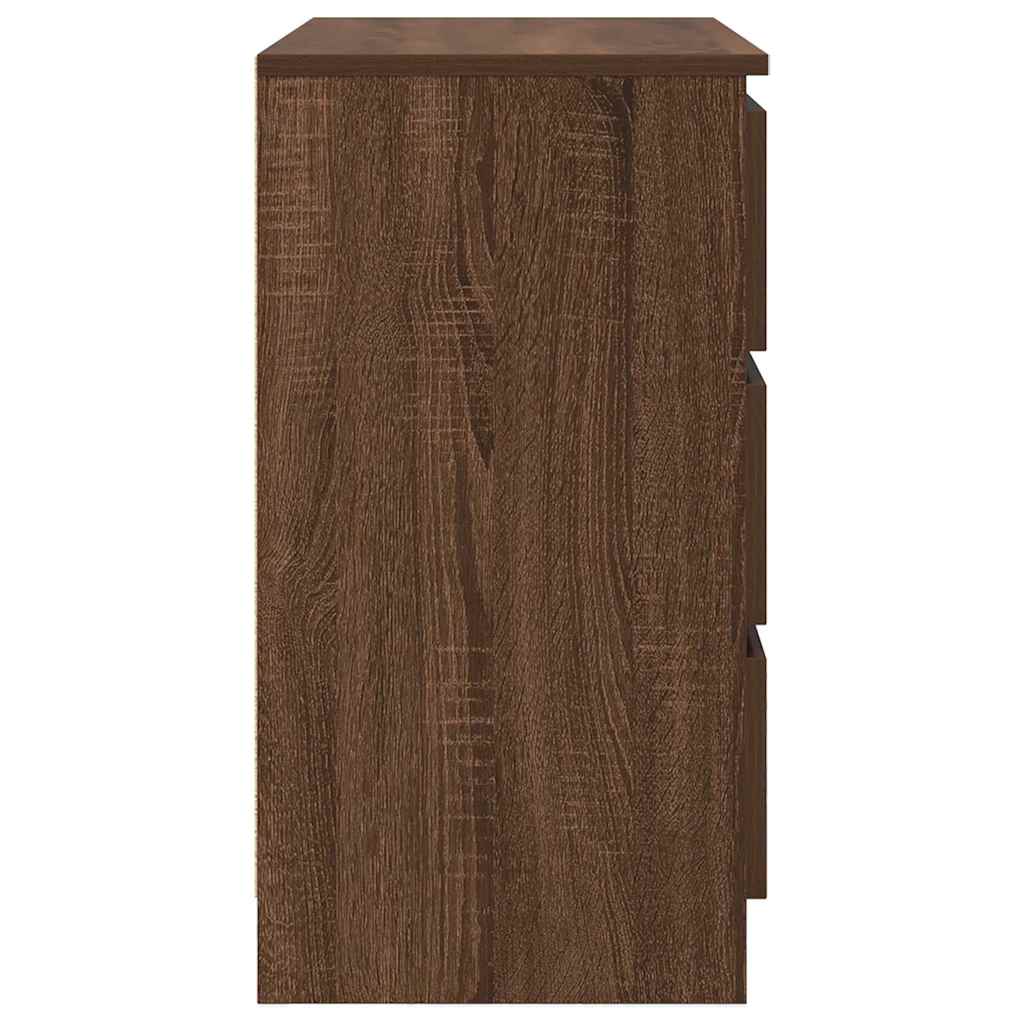 skænk med skuffe 71x35x65 cm konstrueret træ brun egetræ