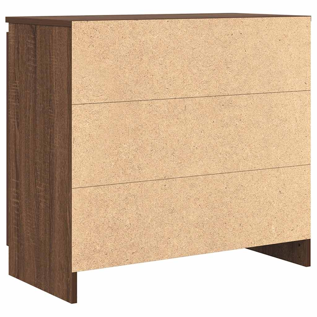 skænk med skuffe 71x35x65 cm konstrueret træ brun egetræ