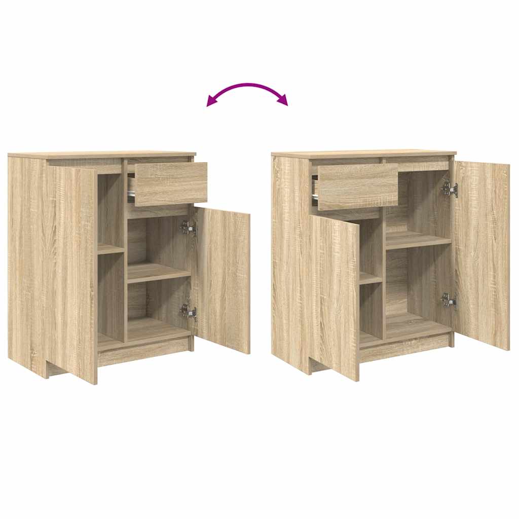 skænk med skuffe 71x35x84 cm konstrueret træ sonoma-eg