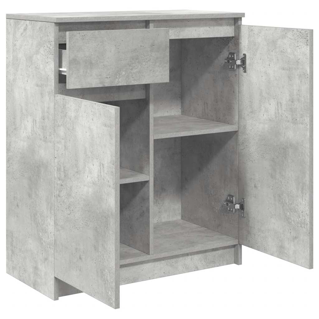 skænk med skuffe 71x35x84 cm konstrueret træ betongrå