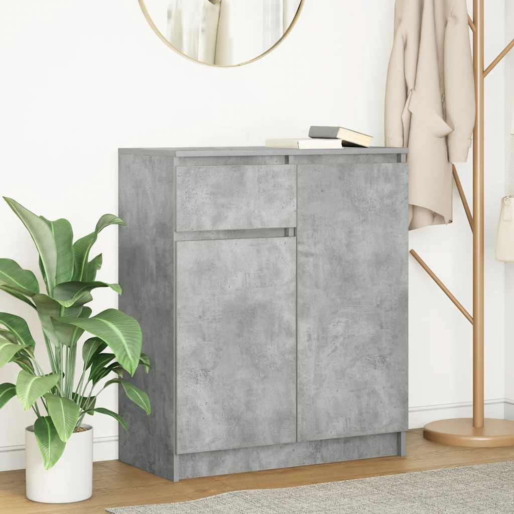 skænk med skuffe 71x35x84 cm konstrueret træ betongrå
