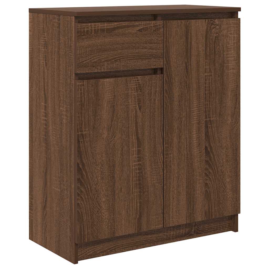 skænk med skuffe 71x35x84 cm konstrueret træ brun egetræ