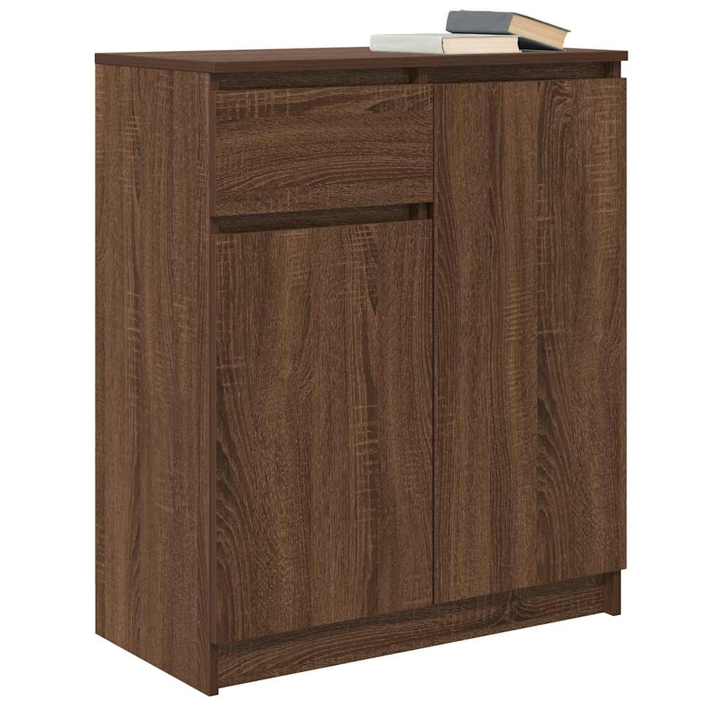 skænk med skuffe 71x35x84 cm konstrueret træ brun egetræ