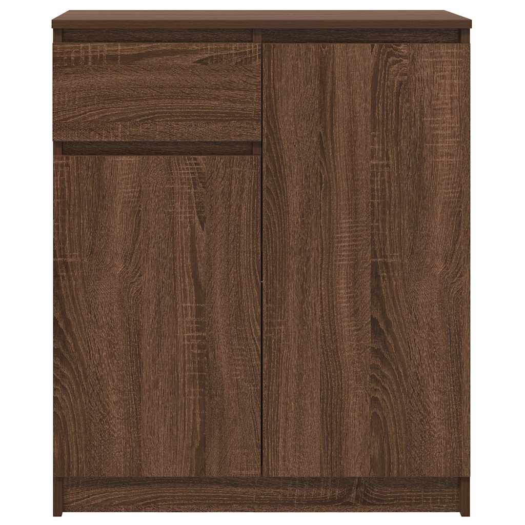 skænk med skuffe 71x35x84 cm konstrueret træ brun egetræ