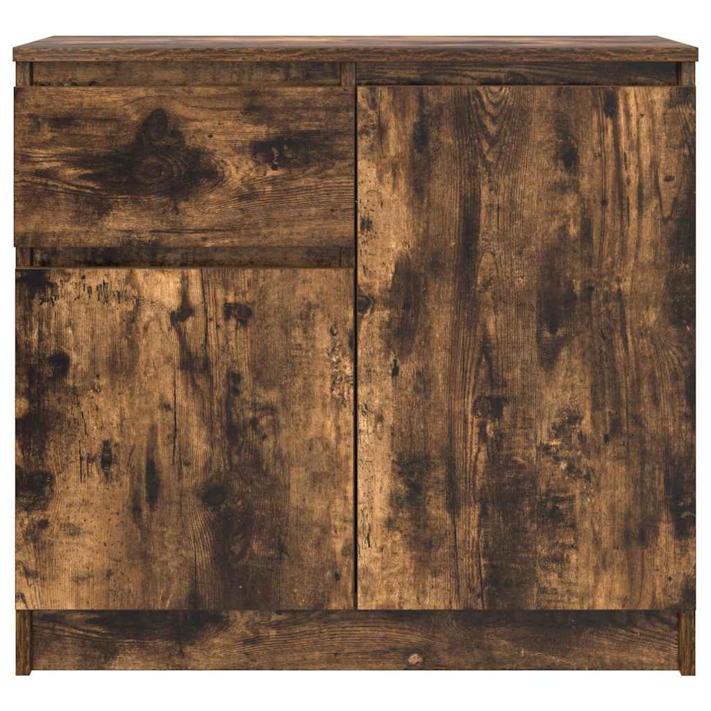 skænk med skuffe 71x35x65 cm konstrueret træ røget egetræ