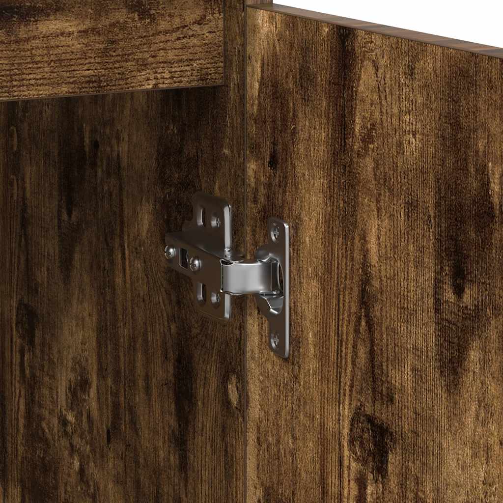skænk med skuffe 71x35x65 cm konstrueret træ røget egetræ