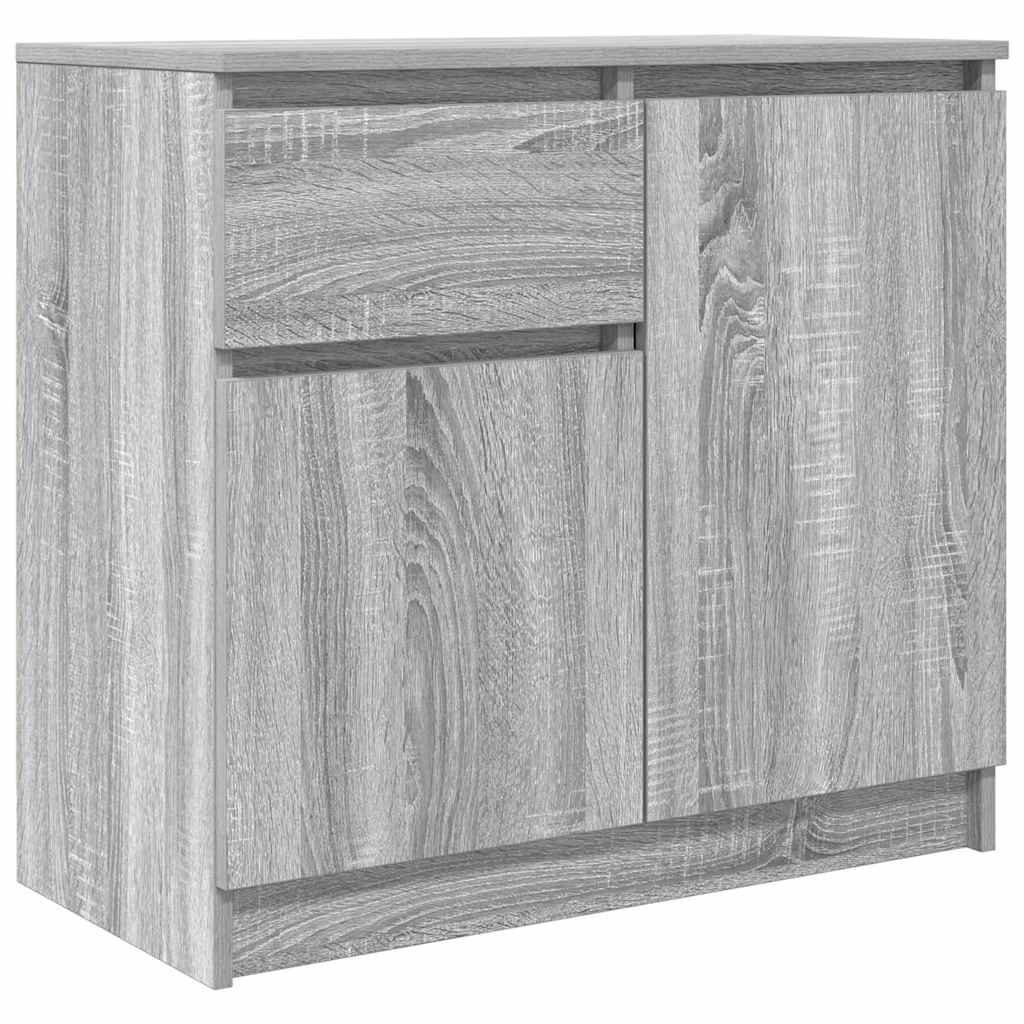 skænk med skuffe 71x35x65 cm konstrueret træ grå sonoma-eg
