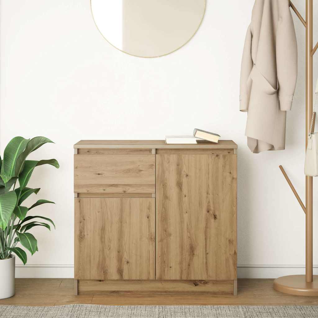 skænk med skuffe 71x35x65 cm konstrueret træ kunsteg