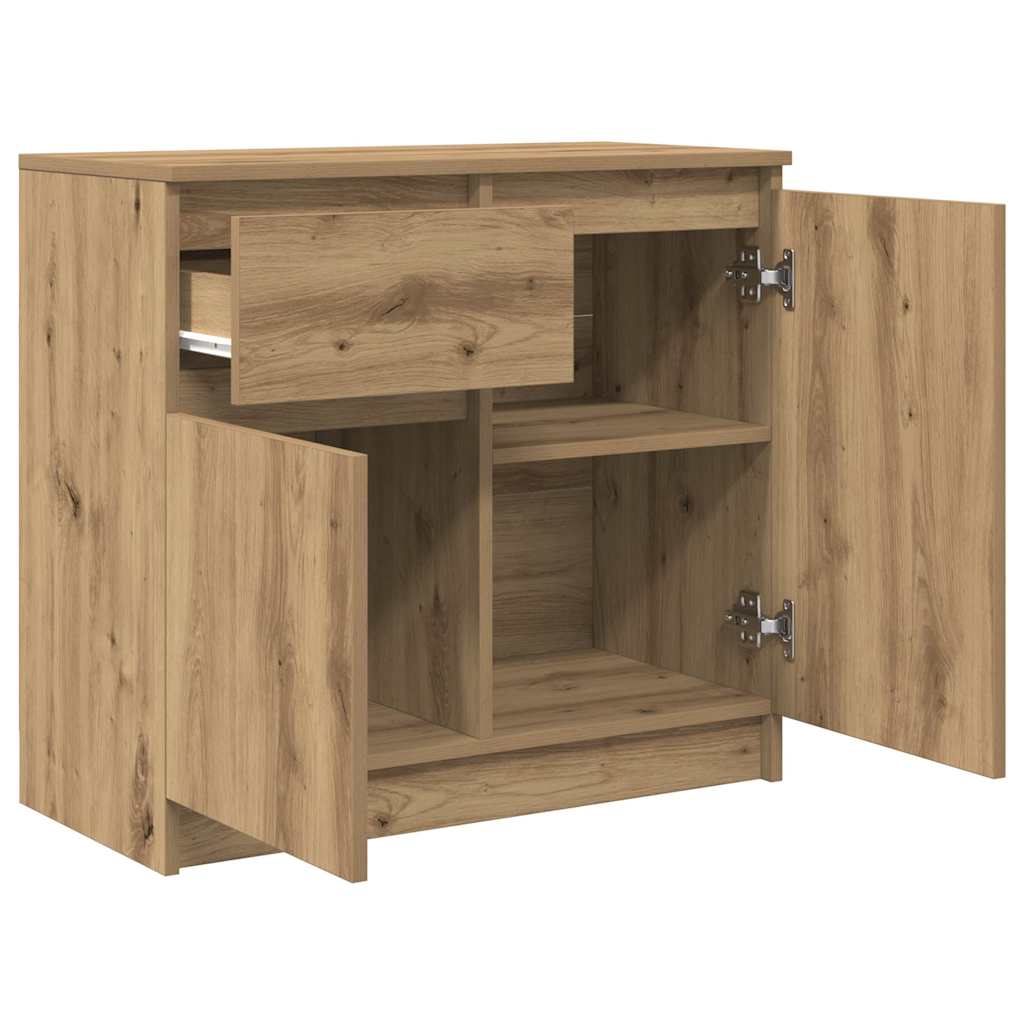 skænk med skuffe 71x35x65 cm konstrueret træ kunsteg
