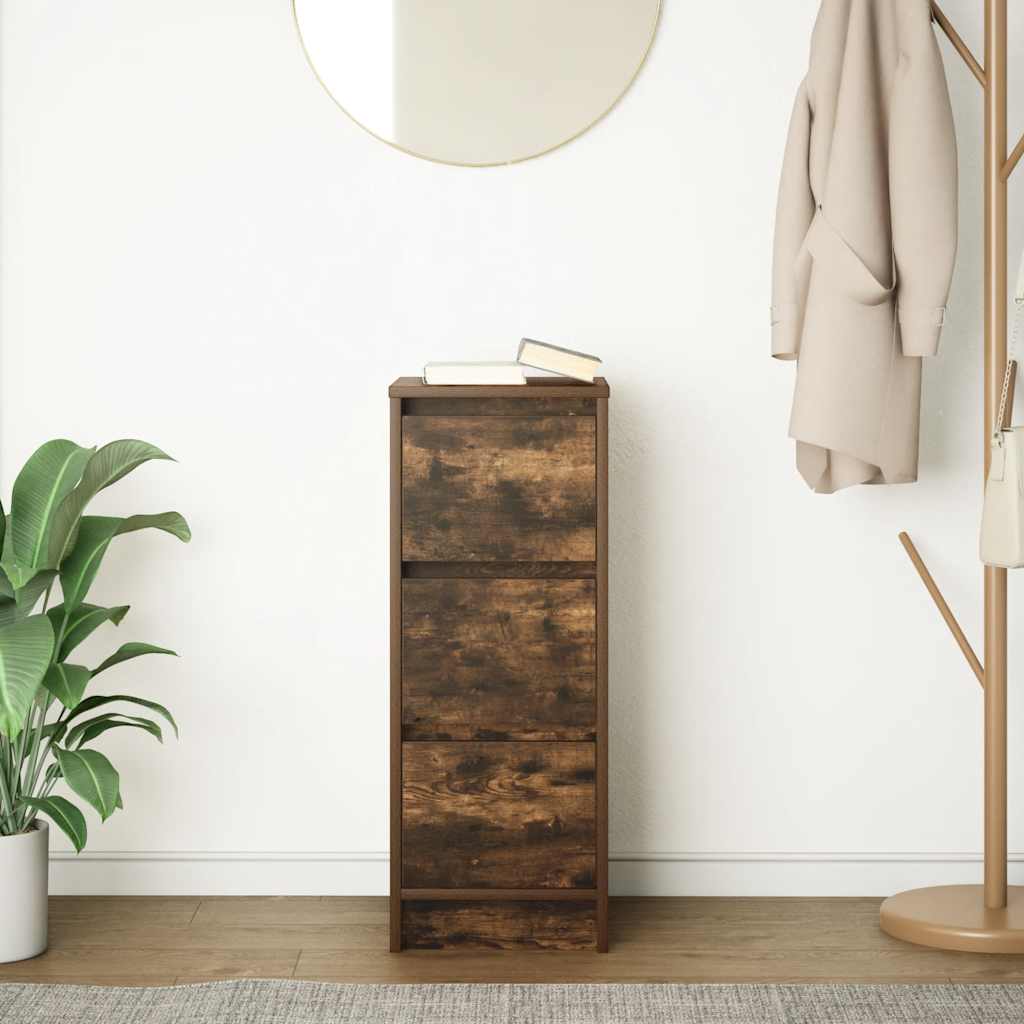 skænk 29,5x34x76 cm konstrueret træ røget egetræsfarve