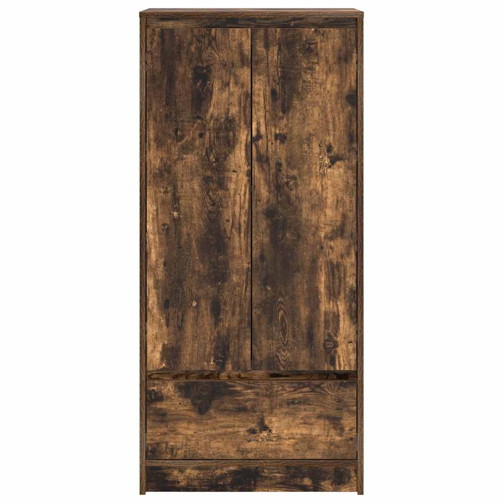 skab med skuffe 55,5x34x119,5 cm konstrueret træ røget-eg