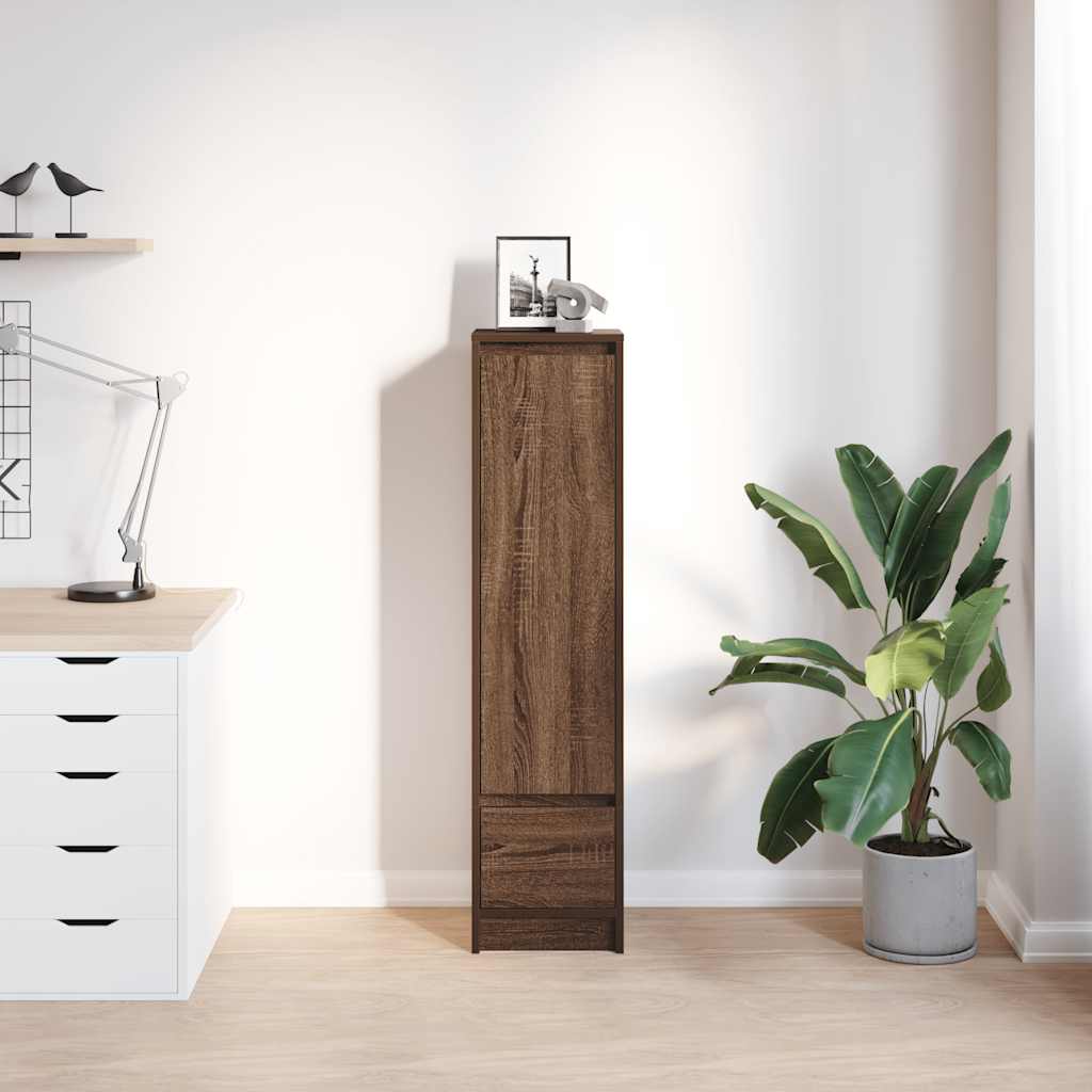 højskab 29,5x34x119,5 cm konstrueret træ brun egetræsfarve
