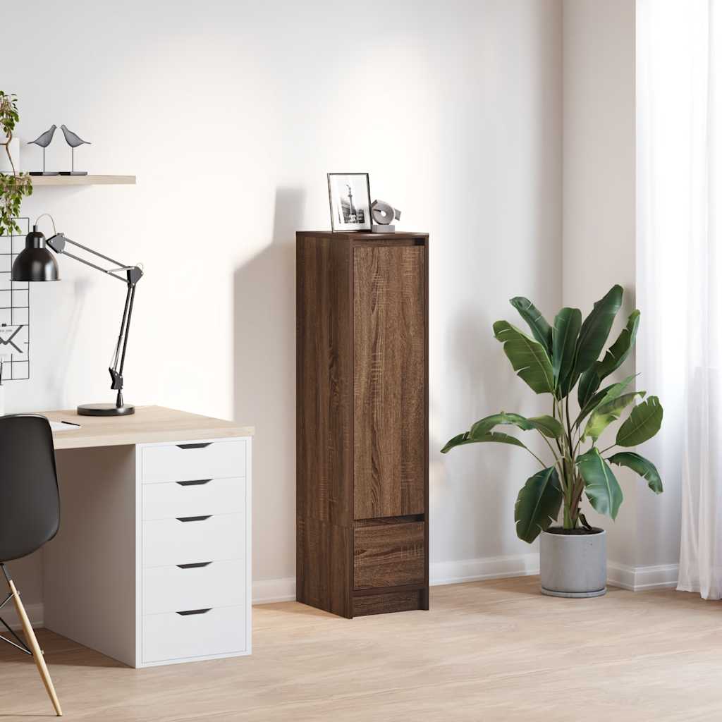 højskab 29,5x34x119,5 cm konstrueret træ brun egetræsfarve