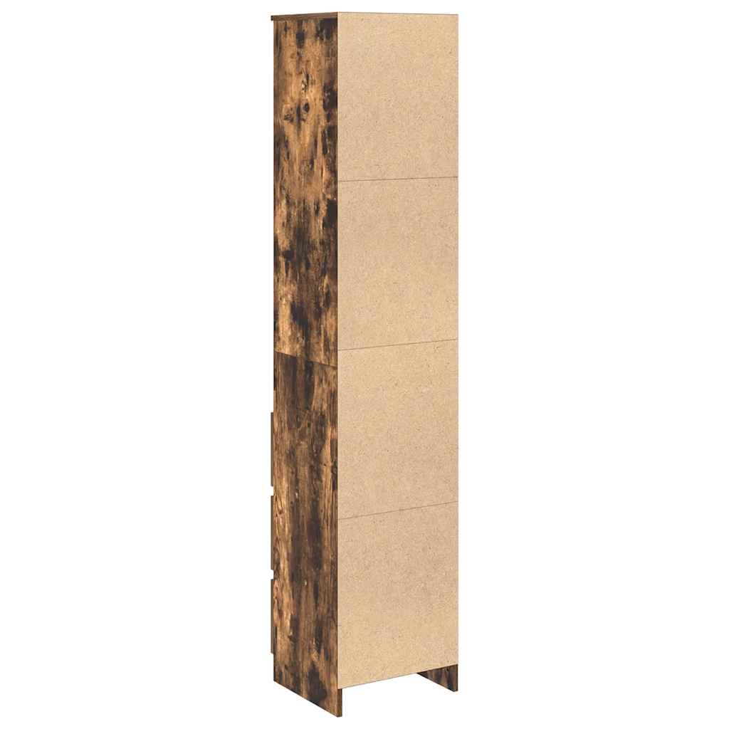 højskab 37,5x35x180 cm konstrueret træ røget egetræsfarve