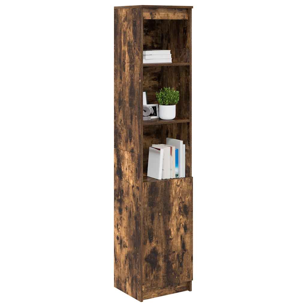 højskab 37,5x35x180 cm konstrueret træ røget egetræsfarve