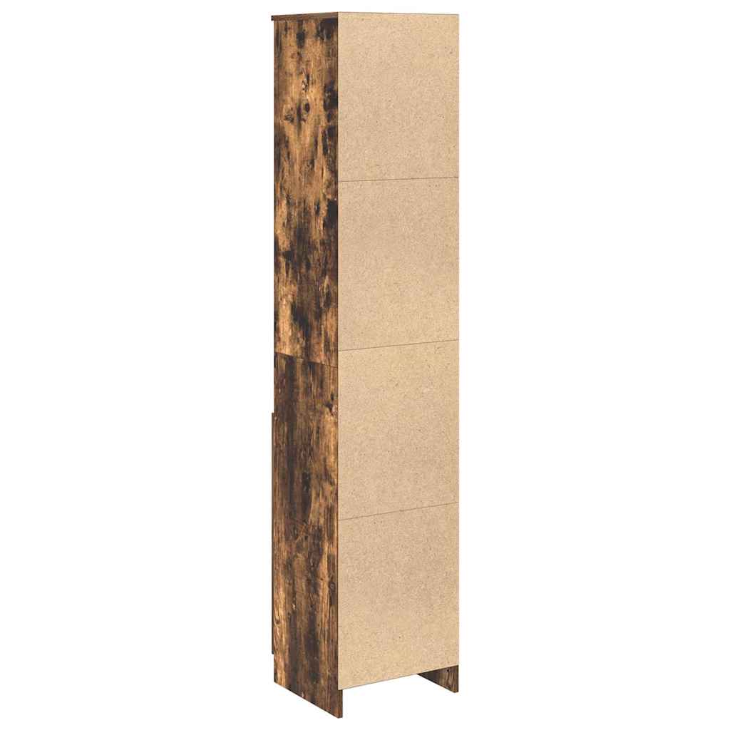 højskab 37,5x35x180 cm konstrueret træ røget egetræsfarve