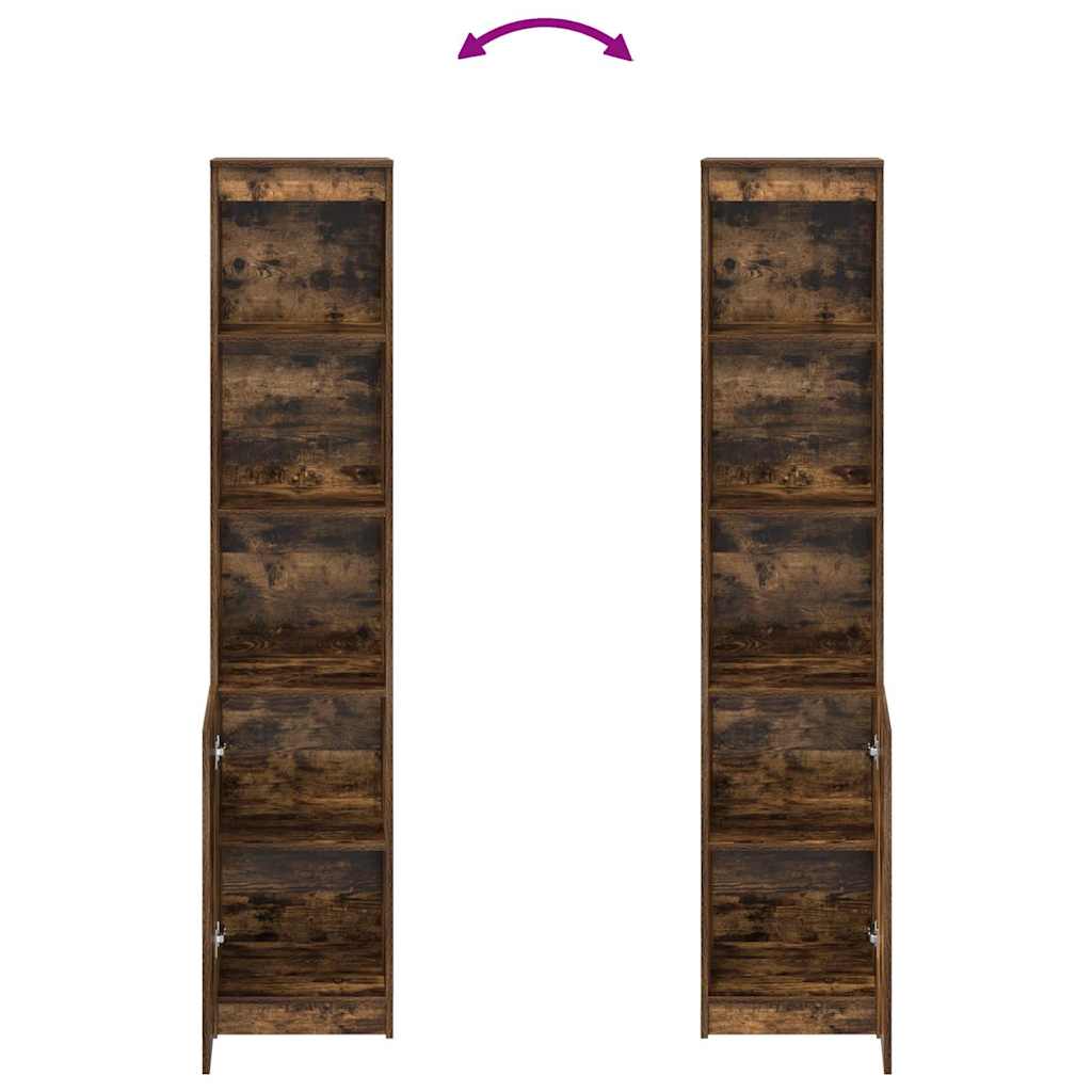 højskab 37,5x35x180 cm konstrueret træ røget egetræsfarve