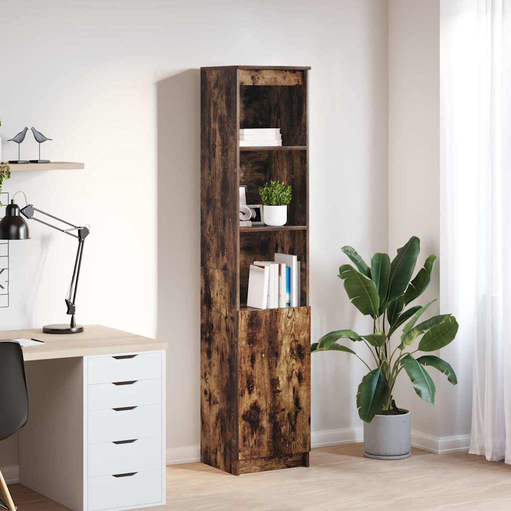 højskab 37,5x35x180 cm konstrueret træ røget egetræsfarve