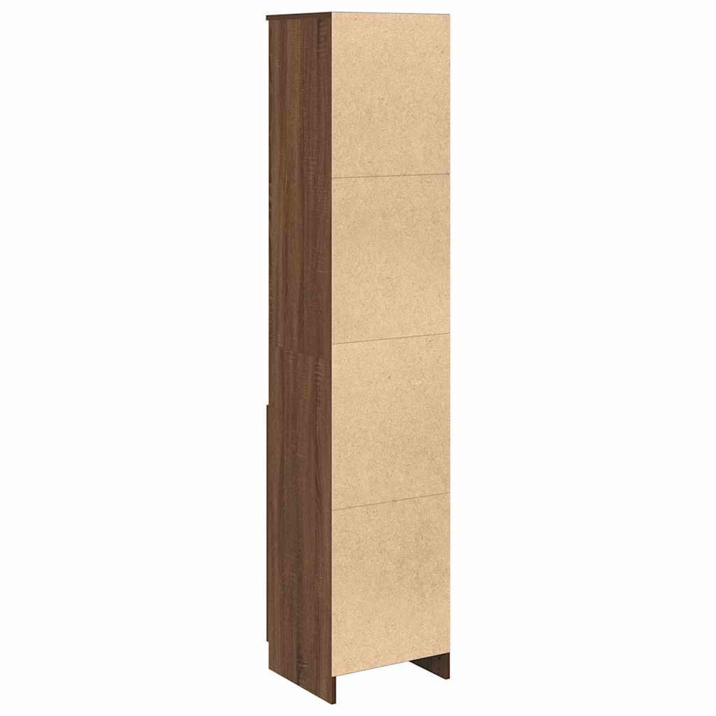 højskab 37,5x35x180 cm konstrueret træ brun egetræsfarve