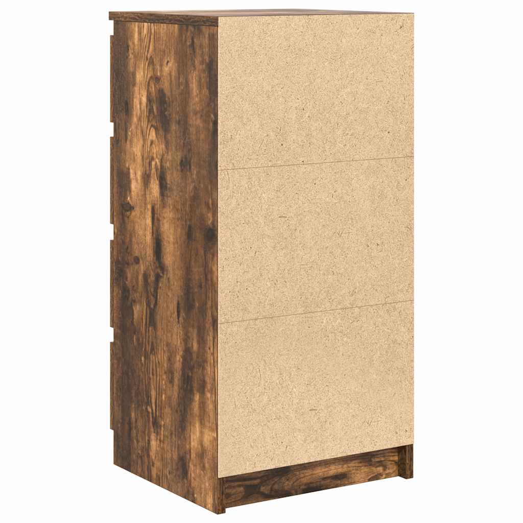 skænk med skuffer 37,5x35x99 cm konstrueret træ røget egetræ