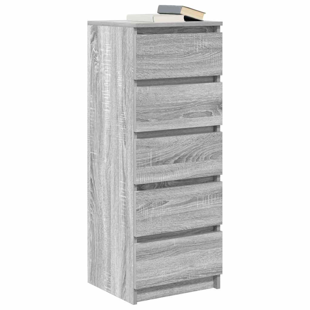 skænk med skuffer 37,5x35x99 cm konstrueret træ grå sonoma-eg