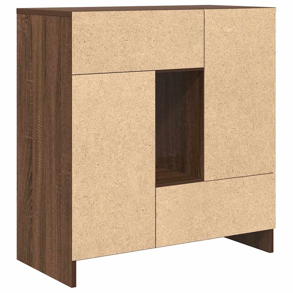 skænk med skuffer og låger 70,5x34x74,5 cm brun egetræ