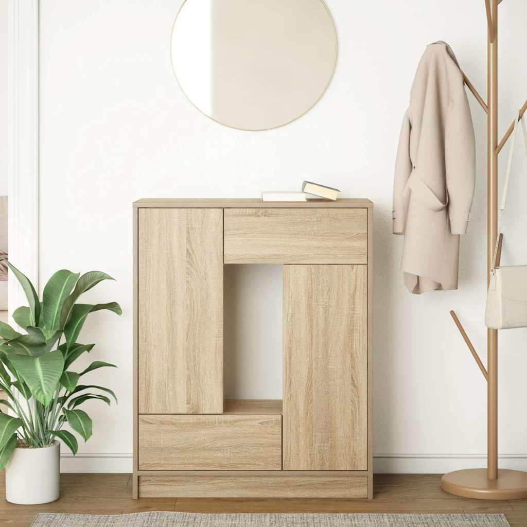 skænk med skuffer og låger 73x31x90 cm sonoma-eg