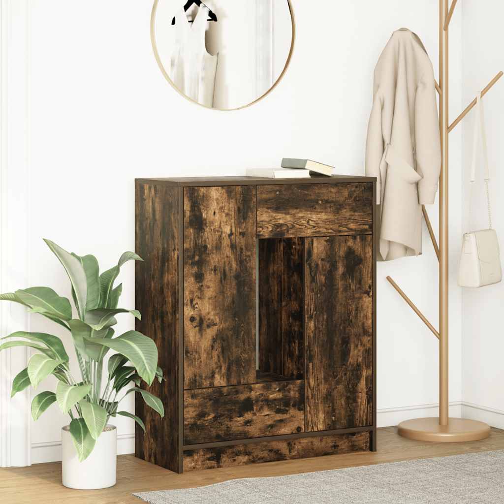 skænk med skuffer og låger 73x31x90 cm røget egetræ