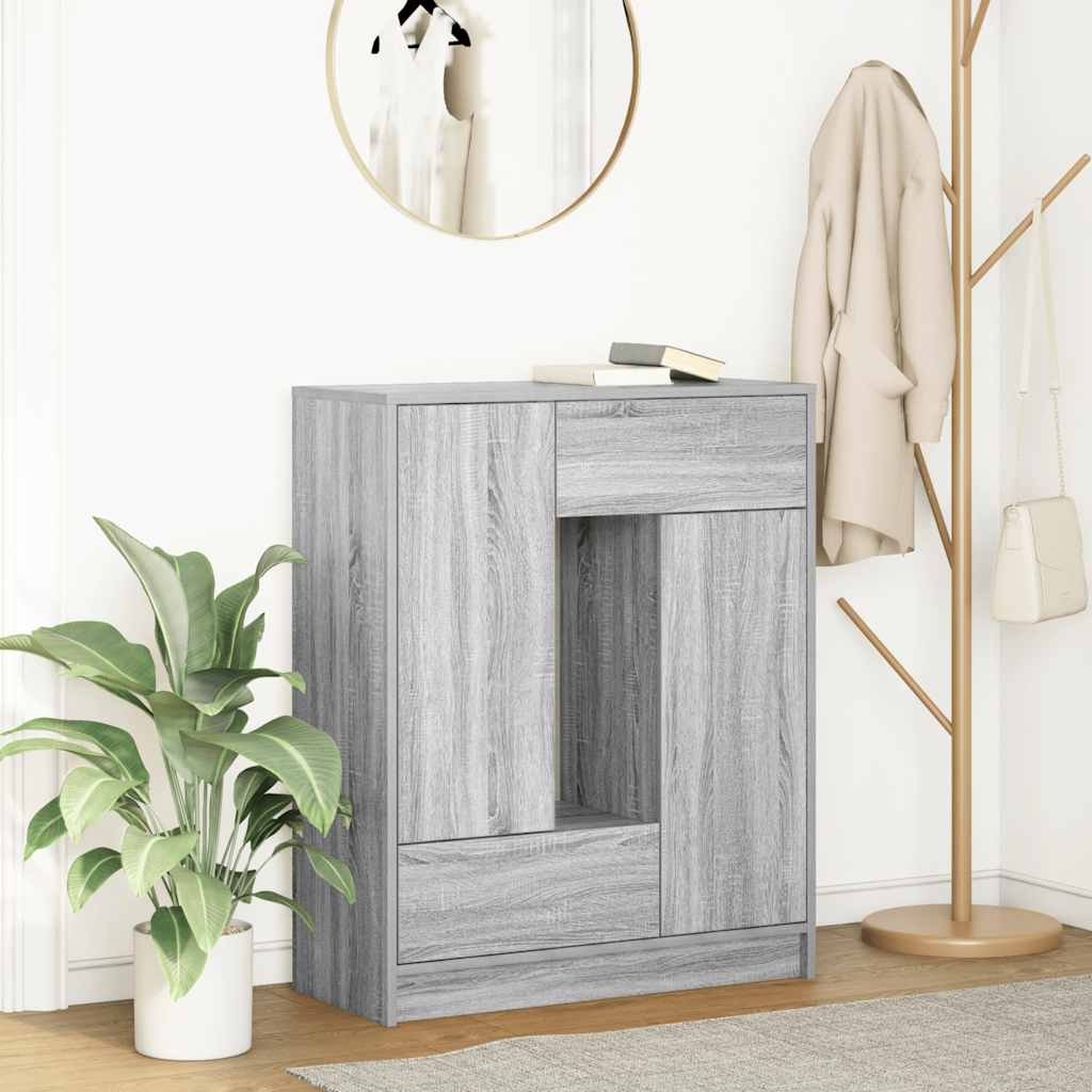 skænk med skuffer og låger 73x31x90 cm grå sonoma-eg