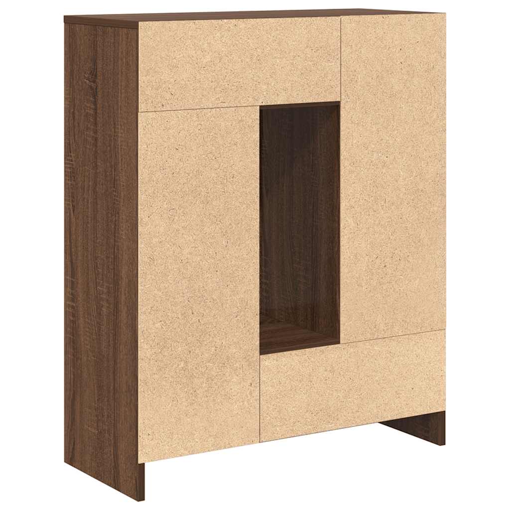 skænk med skuffer og låger 73x31x90 cm brun egetræ