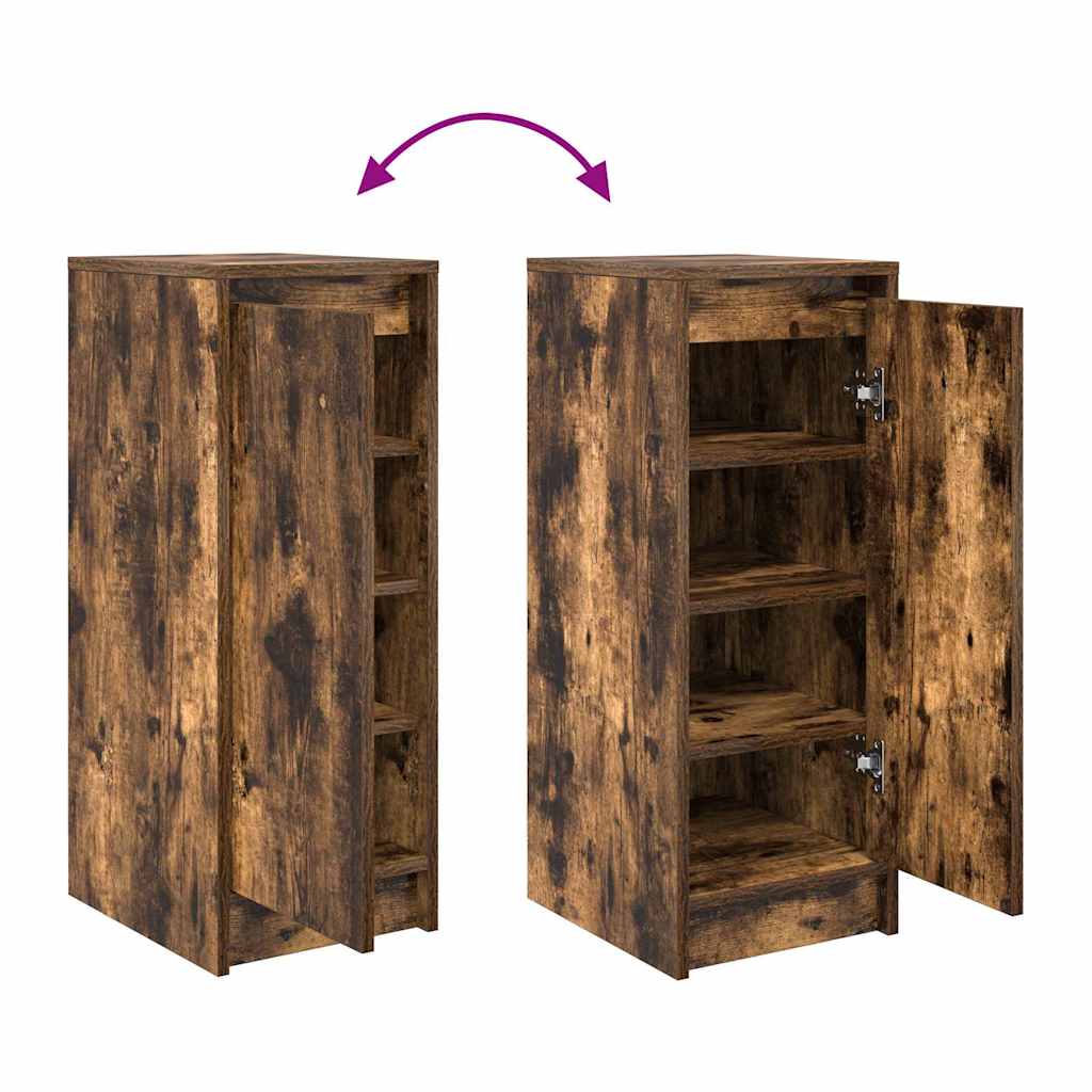 skoskab 29,5x34x76 cm konstrueret træ røget egetræsfarve