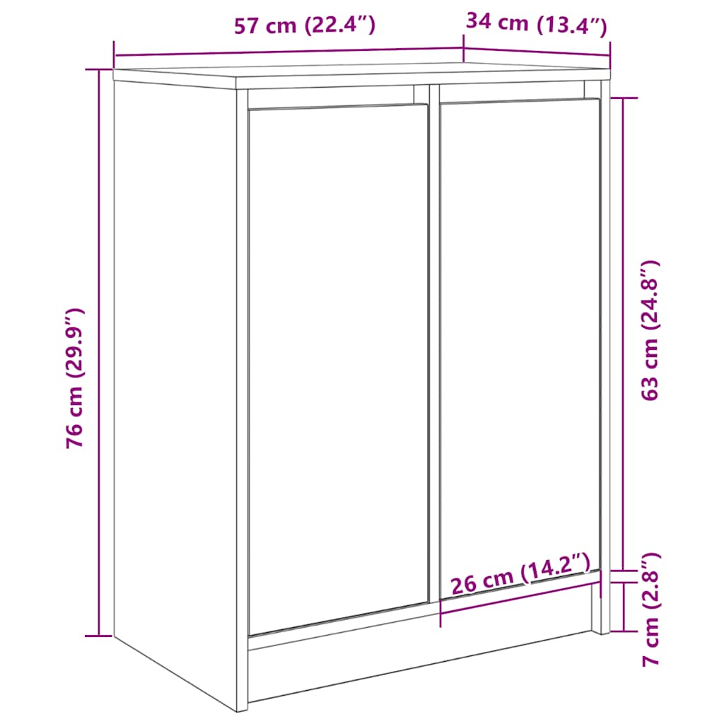 skoskab 57x34x76 cm konstrueret træ røget egetræsfarve