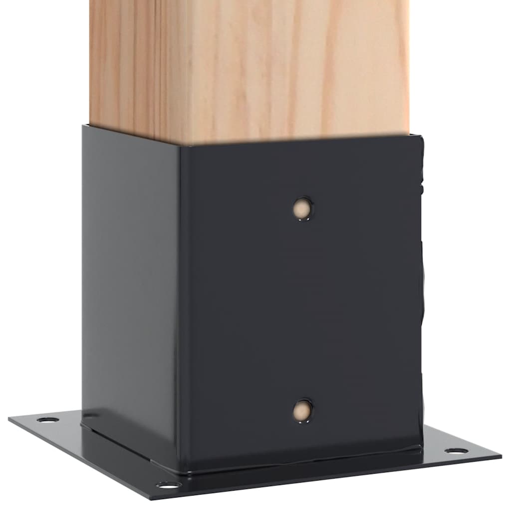 stolpefødder firkantet 12 stk. 121x121 mm pulverlakeret stål