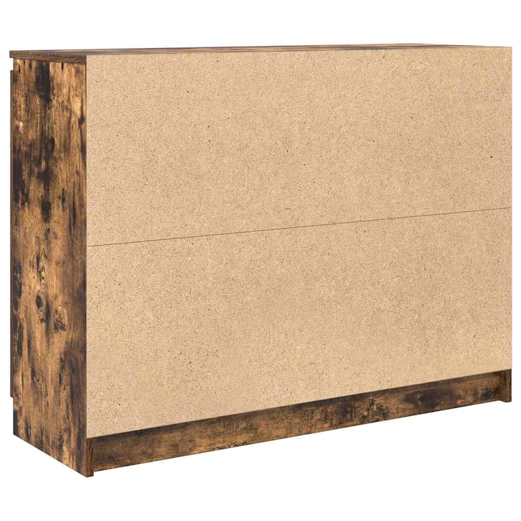 skænk med skuffer 100,5x35x76 cm konstrueret træ røget egetræ