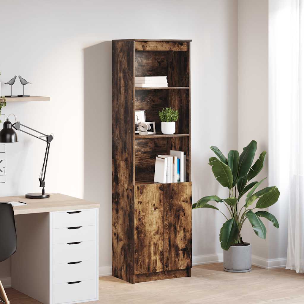 højskab 50x35x180 cm konstrueret træ røget egetræsfarve