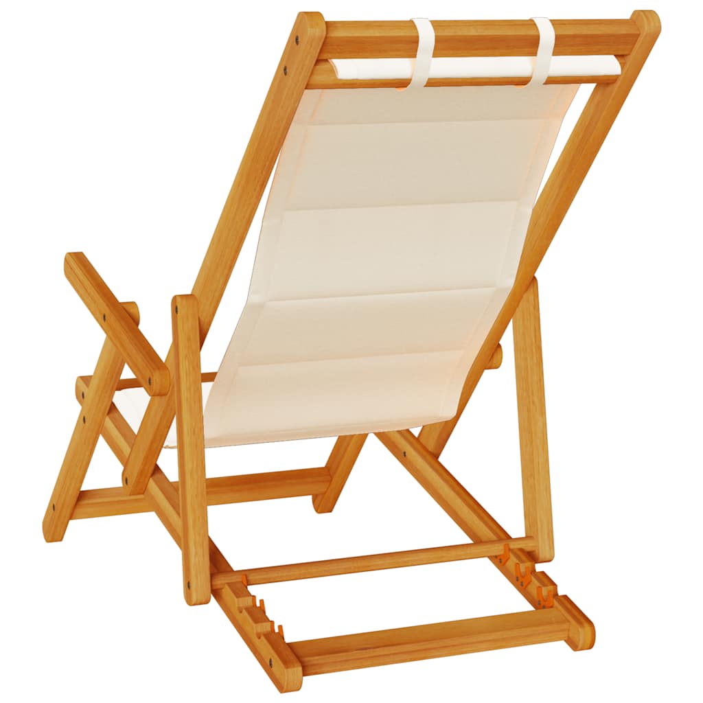 sammenklappelig strandstol med armlæn akacietræ&Textilene creme