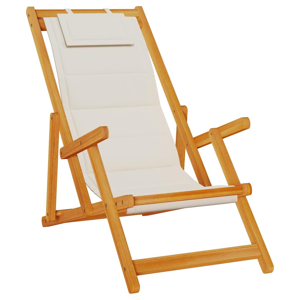 sammenklappelig strandstol med armlæn akacietræ&Textilene