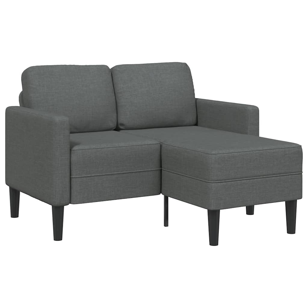2-personers sofa med chaiselong L-formet 125 cm stof mørkegrå