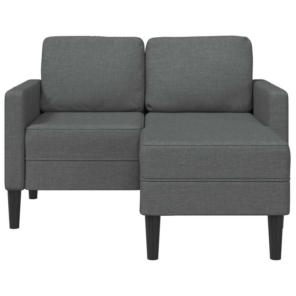 2-personers sofa med chaiselong L-formet 125 cm stof mørkegrå