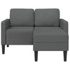 2-personers sofa med chaiselong L-formet 125 cm stof mørkegrå