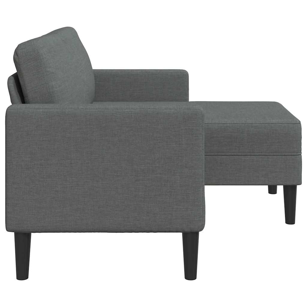 2-personers sofa med chaiselong L-formet 125 cm stof mørkegrå