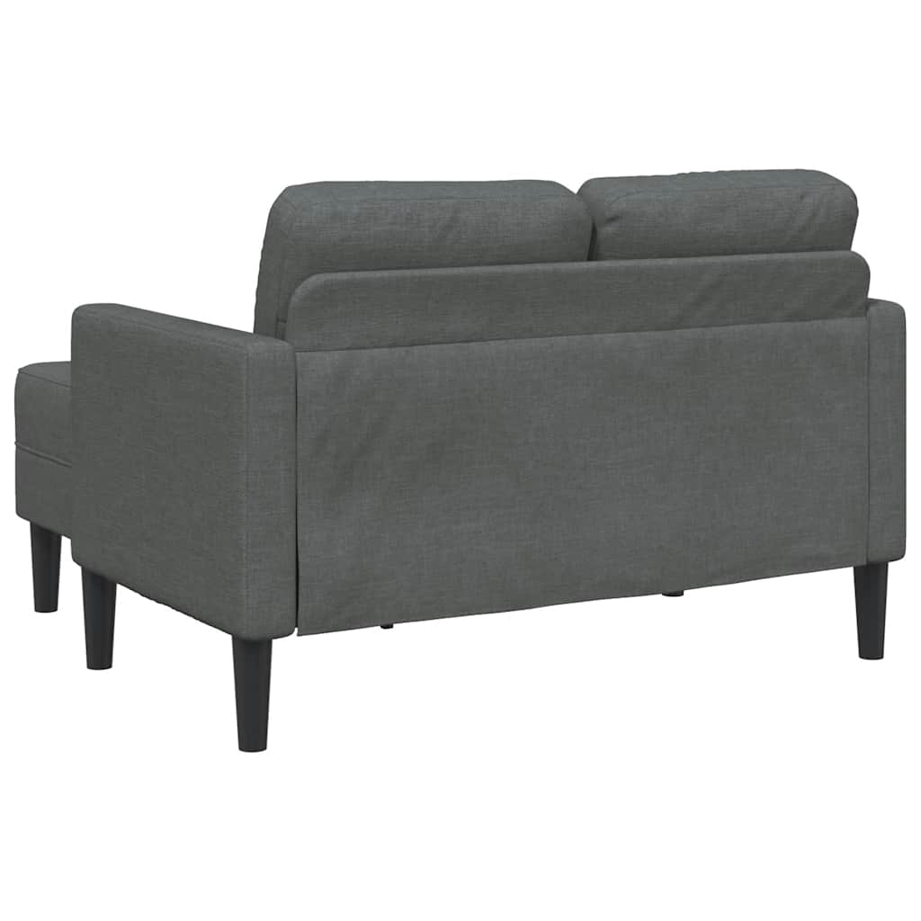 2-personers sofa med chaiselong L-formet 125 cm stof mørkegrå