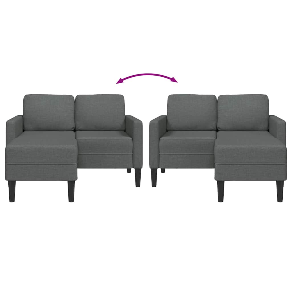2-personers sofa med chaiselong L-formet 125 cm stof mørkegrå