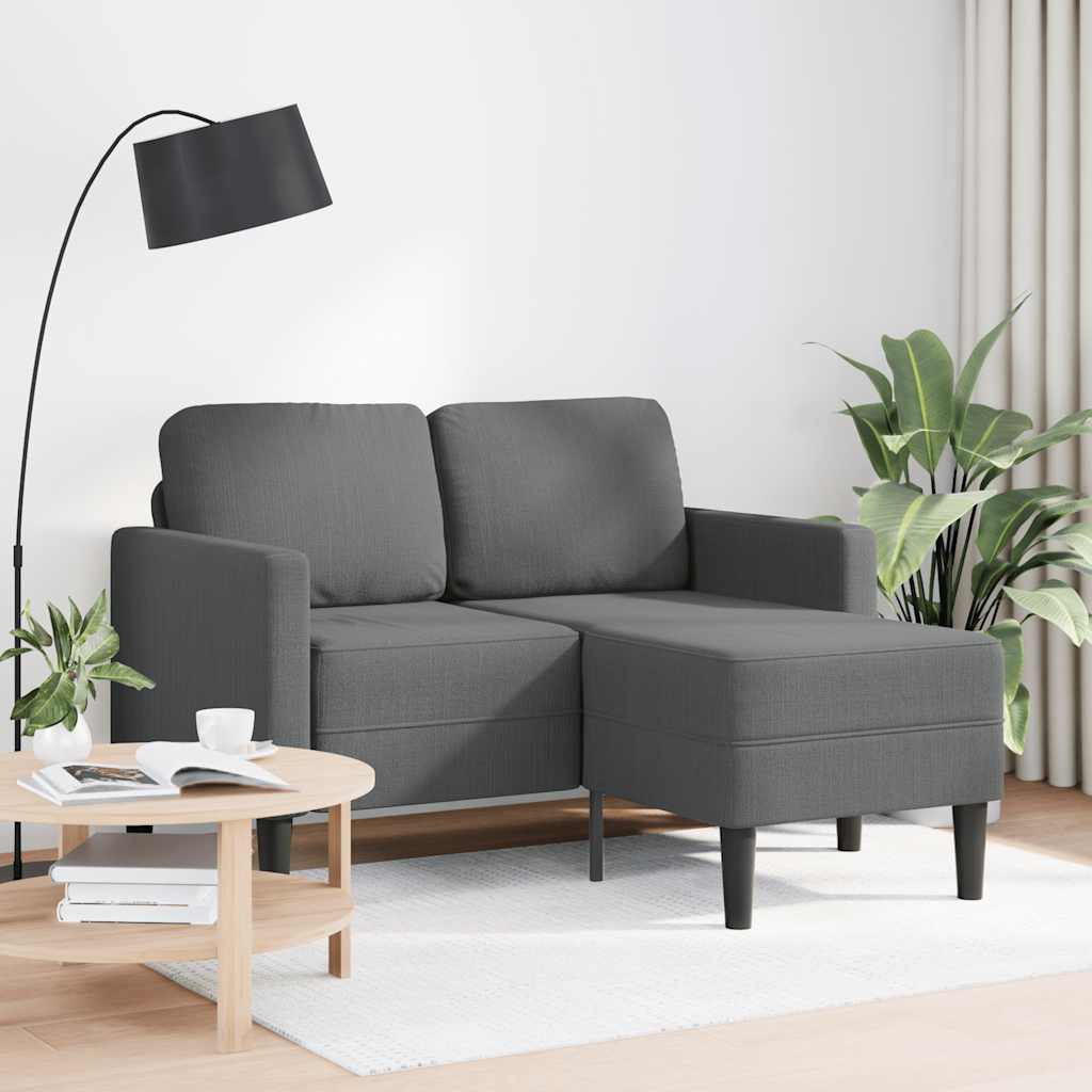 2-personers sofa med chaiselong L-formet 125 cm stof mørkegrå