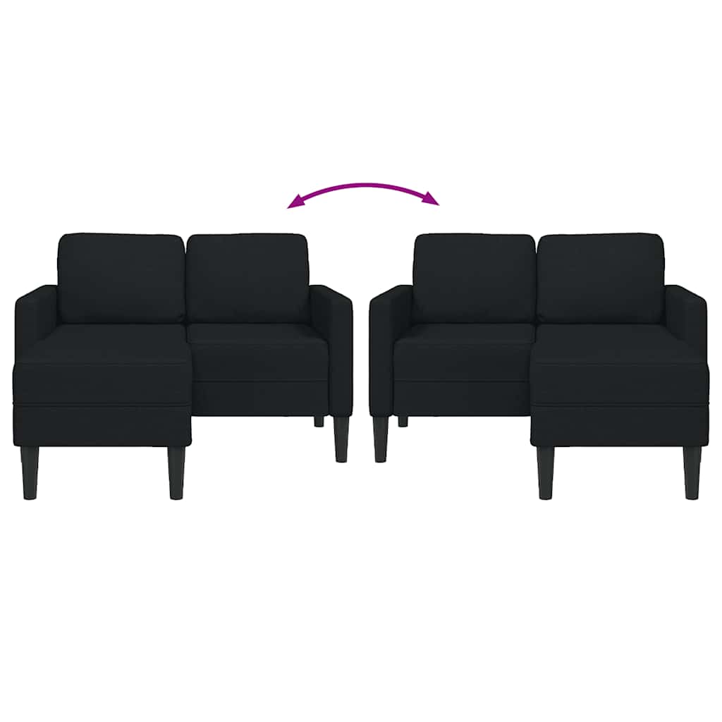 2-personers sofa med chaiselong L-formet 125 cm stof sort