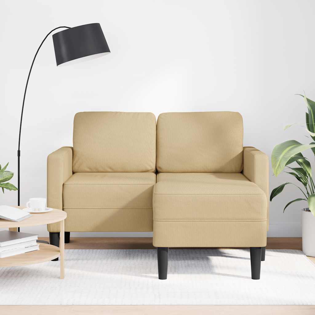 2-personers sofa med chaiselong L-formet 125 cm linned grågrøn