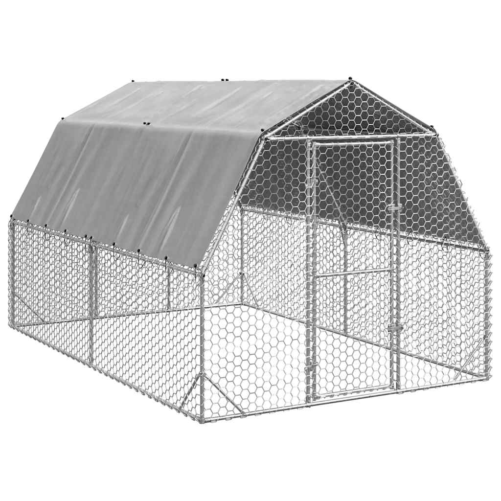 hønsegård med tag 2,5x4x2,25 m galvaniseret stål