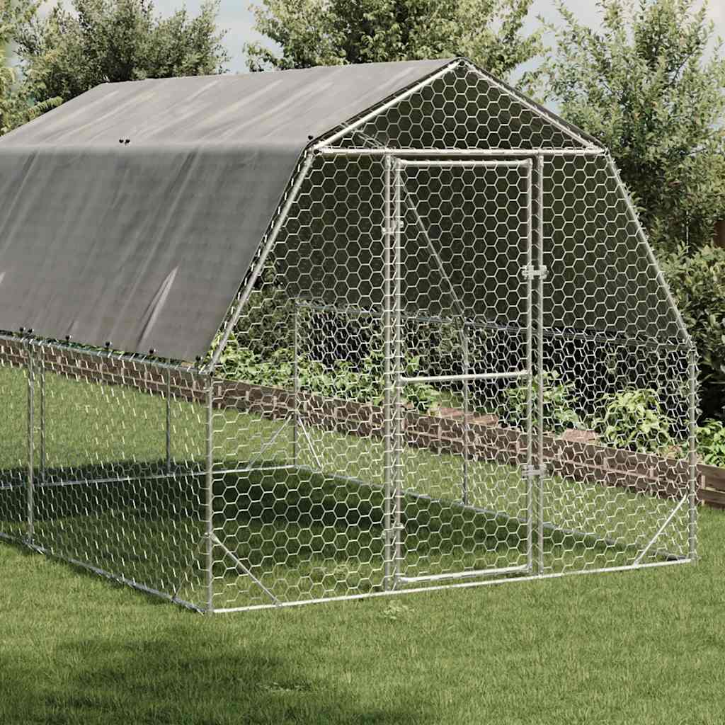 hønsegård med tag 2,5x4x2,25 m galvaniseret stål