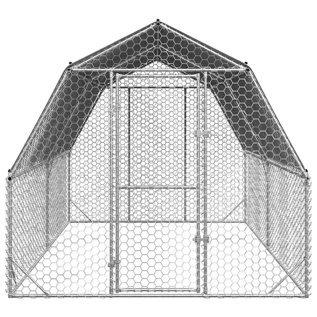 hønsegård med tag 2,5x4x2,25 m galvaniseret stål